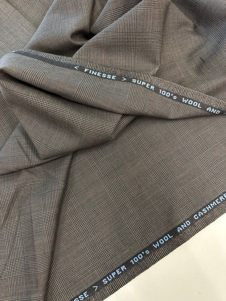 Finesse Super 100's Wool And Cashmere Made In Huddersfield England By Huddersfield Fine Worsted Vintage Prince Of Wales Check