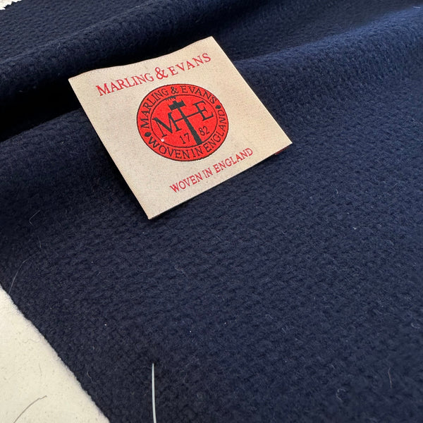 Merino Wool Knit Weave In Navy Made In Huddersfield By Marling & Evans