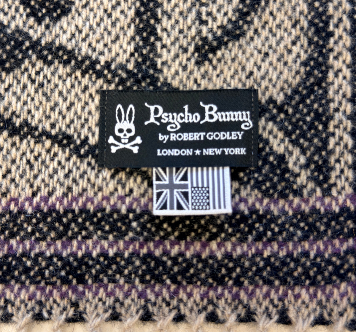 Pure Lambswool Scarf Psycho Bunny by Robert Godley Ex Designer