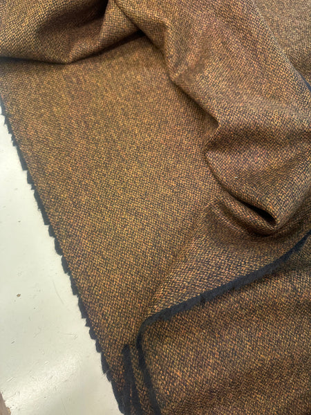 Pure Shetland Tweed Burnt Orange Barley Corn weave  Made In England