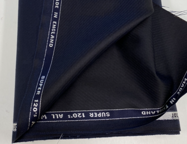 Two Tone Navy Blue / Dark Brown Super 120s 17.5 Micron Wool Luxury Cavalry Twill Weave Made in England