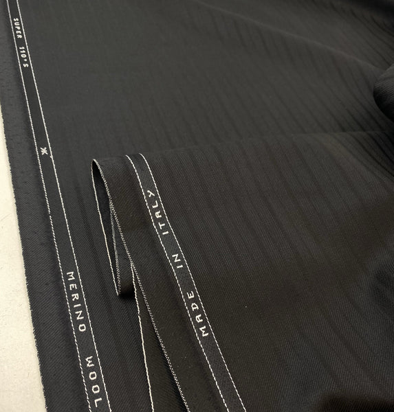 Super 110s Merino Wool Made in Italy by Reda 1865 Black Self Line