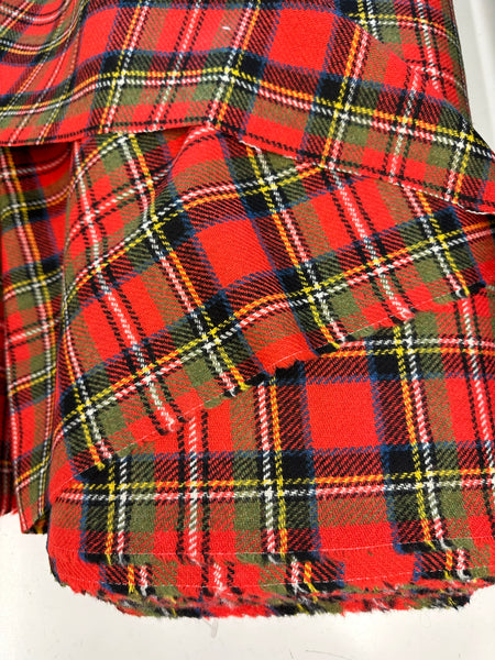 Pure Wool Shetland Tweed Red Royal Stewart Tartan Check Made In England
