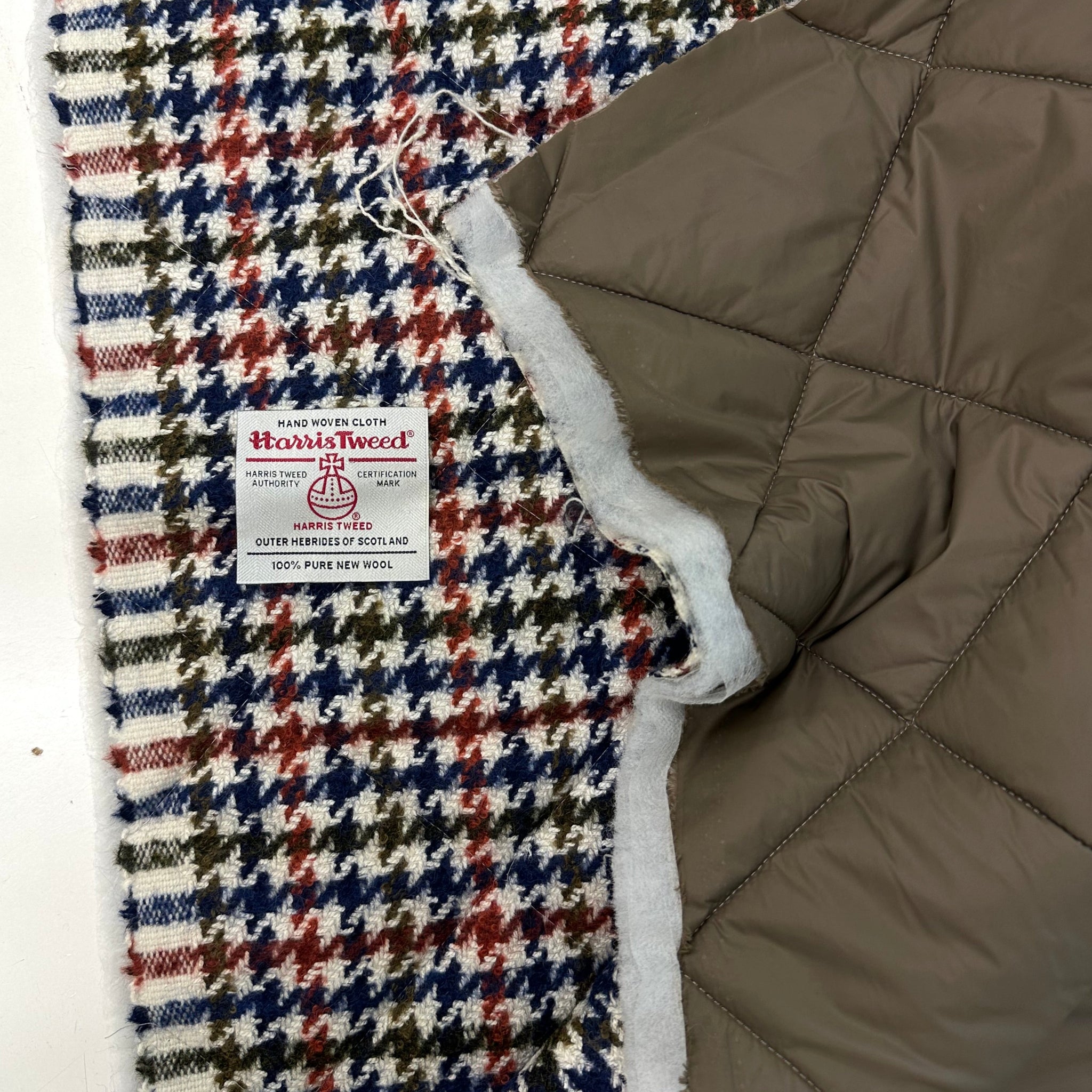 Pure Wool With Quilted Back Harris Tweed In Hunds Tooth Design