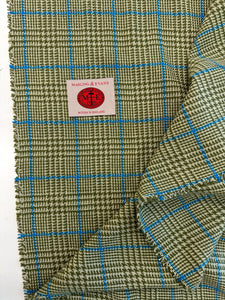 Prince Of Wales Oversize Check Green With Azure Blue Made In England