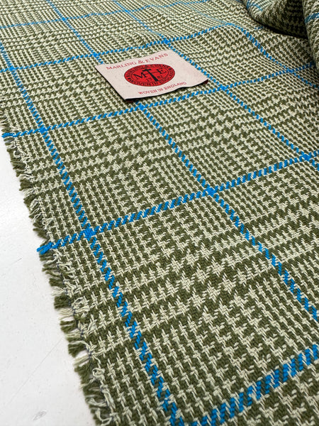 Prince Of Wales Oversize Check Green With Azure Blue Made In England