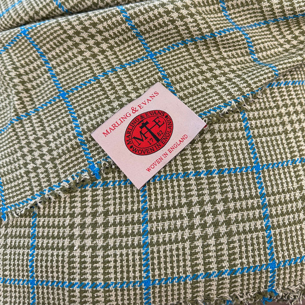 Prince Of Wales Oversize Check Green With Azure Blue Made In England