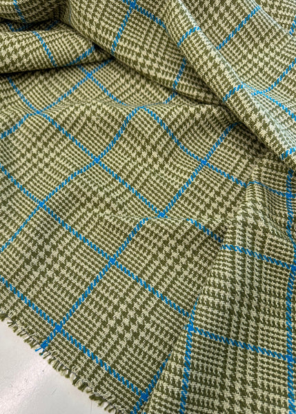 Prince Of Wales Oversize Check Green With Azure Blue Made In England