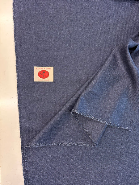 Indigo Blue Wool/Lenin Twill Plain By Marlin & Evans