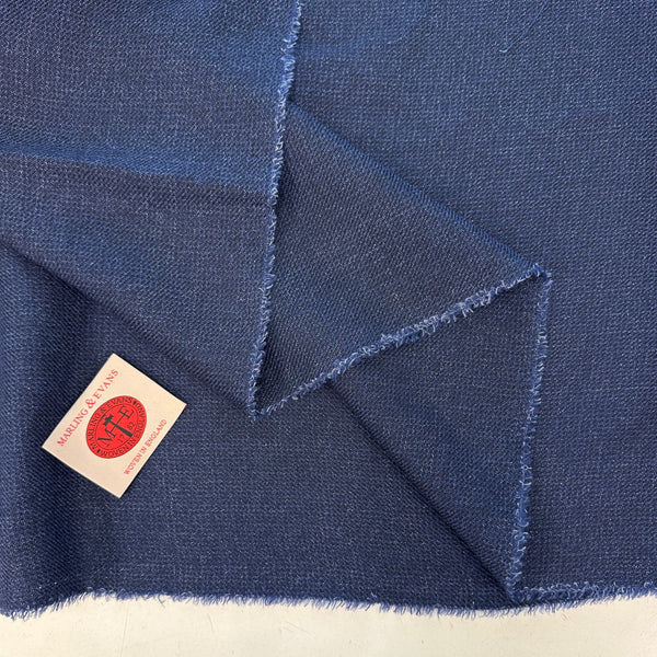 Indigo Blue Wool/Lenin Twill Plain By Marlin & Evans