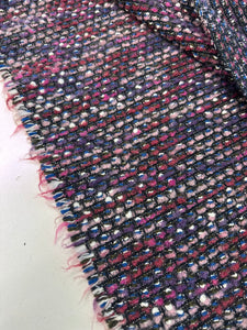 Boucle Tweed Fabric Italy ex designer Chanel style White Sky Blue And Purple Made In Italy