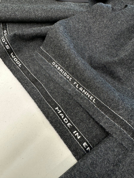 Super 120s Doubled Milled Flannel Oxbridge Flannel Dark Grey Made In England By William Halstead, Standeven And John Foster