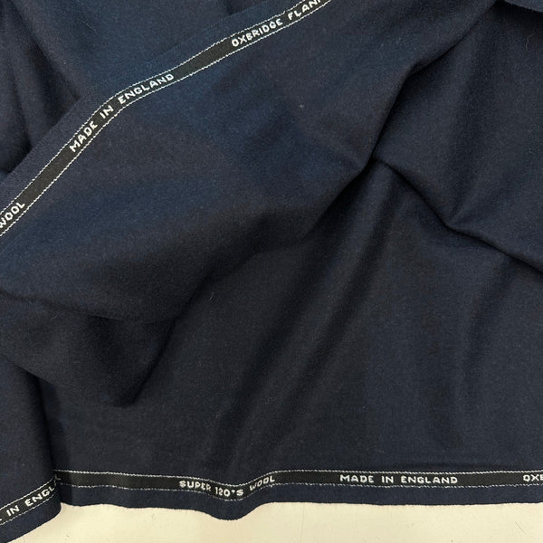 Super 120s Doubled Milled Flannel Oxbridge Flannel Navy Blue Made In England By William Halstead, Standeven And John Foster