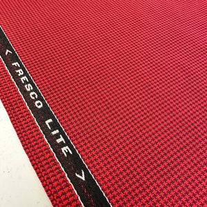 Fresco Lite All Wool Puppy Tooth Red And Black Made In England By Huddersfield Fine Worsted