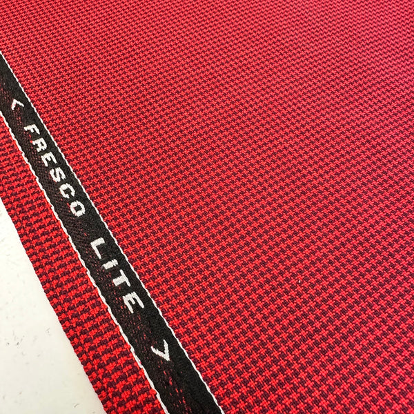 Fresco Lite All Wool Puppy Tooth Red And Black Made In England By Huddersfield Fine Worsted
