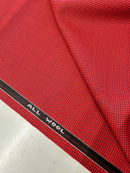 Fresco Lite All Wool Puppy Tooth Red And Black Made In England By Huddersfield Fine Worsted