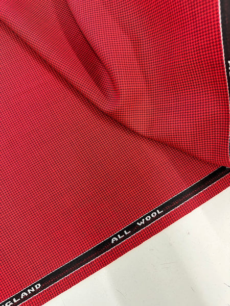 Fresco Lite All Wool Puppy Tooth Red And Black Made In England By Huddersfield Fine Worsted
