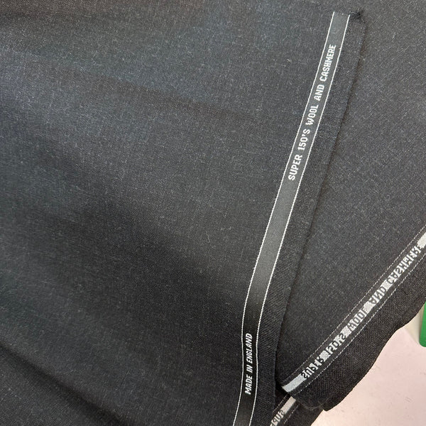 Super 150's Wool And Cashmere Twill Charcoal By John Foster Made In England