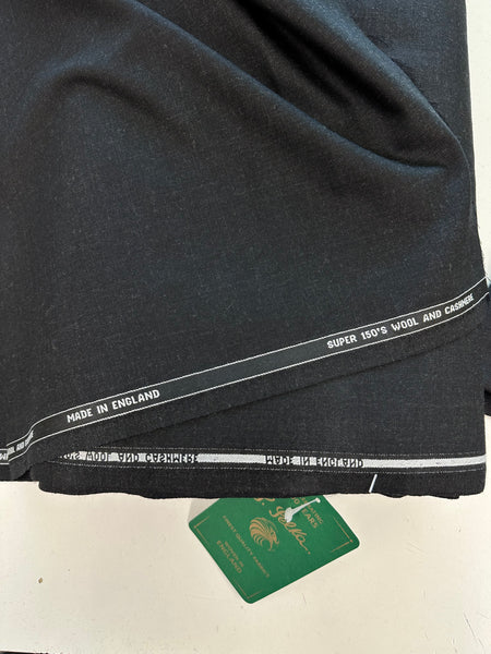 Super 150's Wool And Cashmere Twill Charcoal By John Foster Made In England