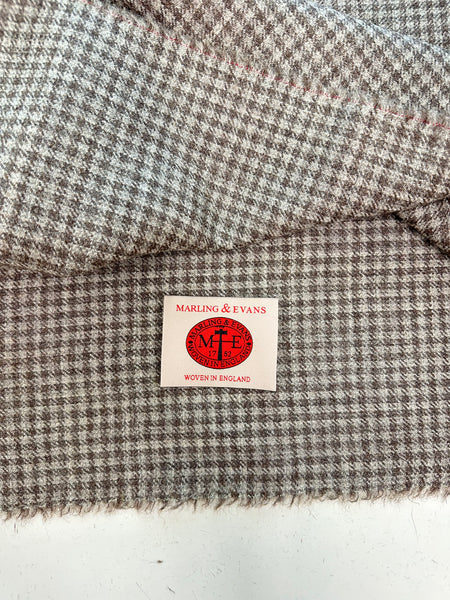 100% British Undyed Wool Natural Gingham Check Natural Fawn Shade Made In Huddersfield By Marling & Evans