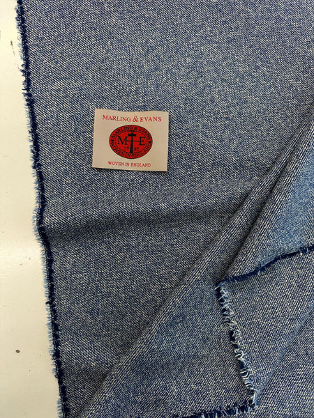 Shipley Collection Wool / Silk Blue And White  Made In Huddersfield By Marling & Evans