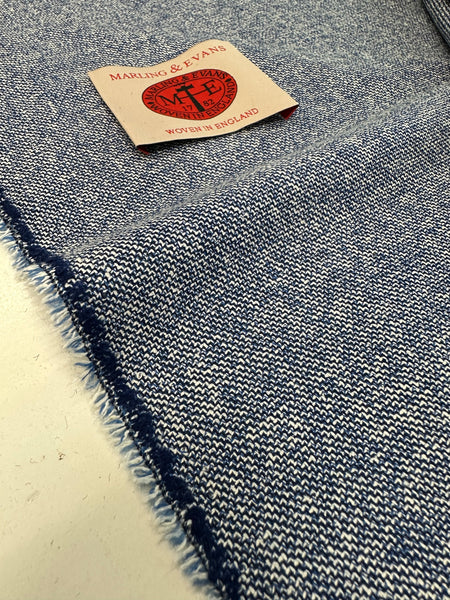 Shipley Collection Wool / Silk Blue And White  Made In Huddersfield By Marling & Evans