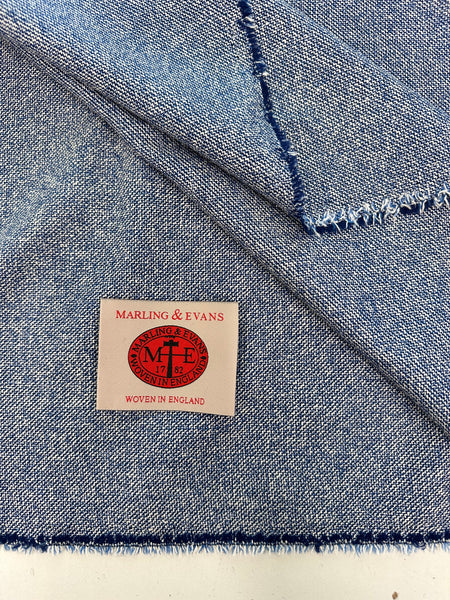 Shipley Collection Wool / Silk Blue And White  Made In Huddersfield By Marling & Evans