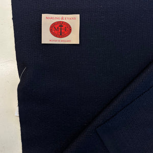 Merino Wool Knit Weave In Navy Made In Huddersfield By Marling & Evans
