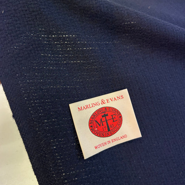 Merino Wool Knit Weave In Navy Made In Huddersfield By Marling & Evans