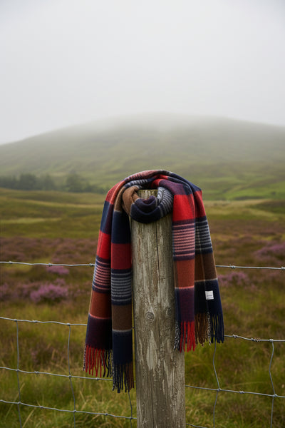 Pure Cashmere Check tartan Design Scarf by Joshua Ellis Made in England