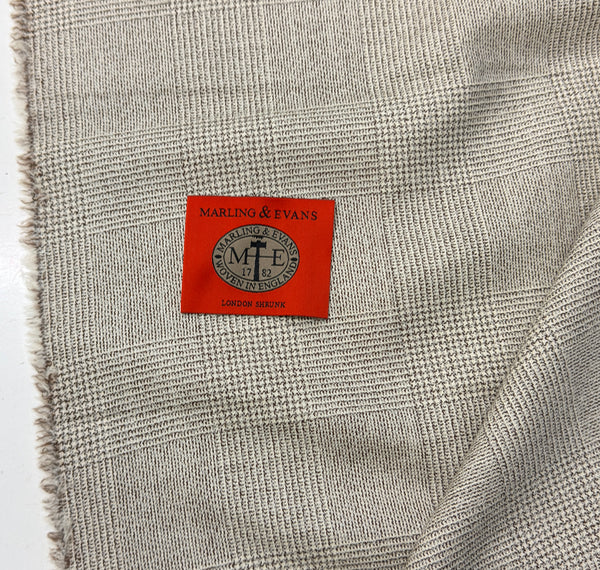 Mill Bank Collection 18526/C3 Cream fawn Glen check in London Shrunk Finish   Made In Huddersfield By Marling & Evans