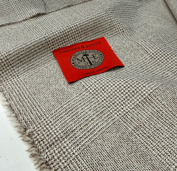 Mill Bank Collection 18526/C3 Cream fawn Glen check in London Shrunk Finish   Made In Huddersfield By Marling & Evans