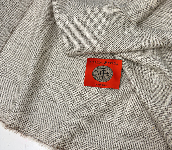 Mill Bank Collection 18526/C3 Cream fawn Glen check in London Shrunk Finish   Made In Huddersfield By Marling & Evans