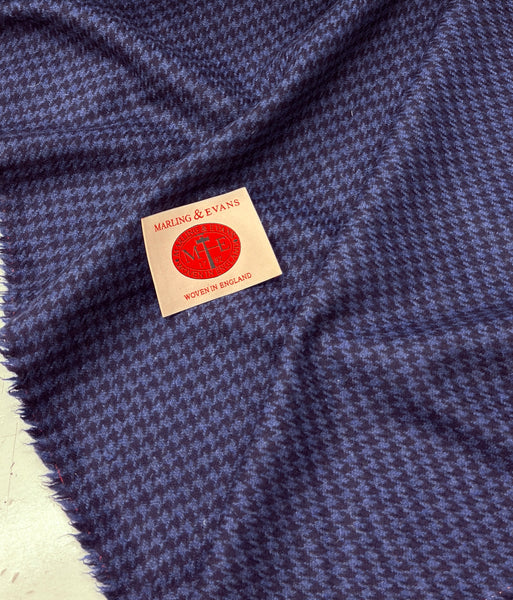 Birkby Collection Blue / Navy Houndstooth Merino Wool Made In Huddersfield By Marling & Evans 18001/B2