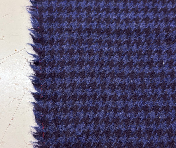 Birkby Collection Blue / Navy Houndstooth Merino Wool Made In Huddersfield By Marling & Evans 18001/B2