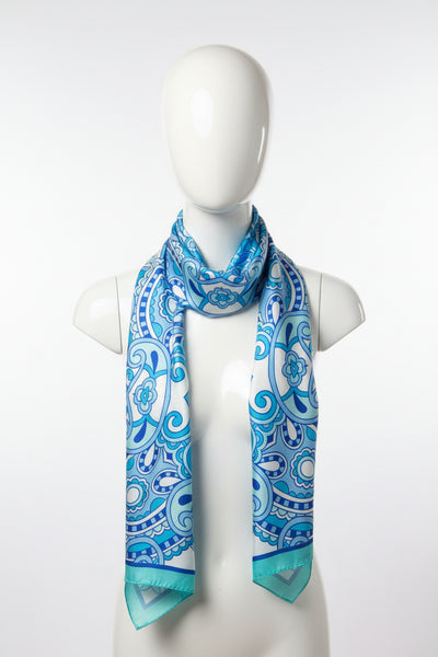100% Silk Hand Made in Italy Foulard / Scarf intreicate Symmetical Medallion and Paisley style