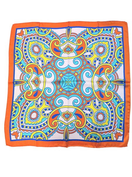 100% Silk Hand Made in Italy Foulard / Scarf intreicate Symmetical Medallion and Paisley style