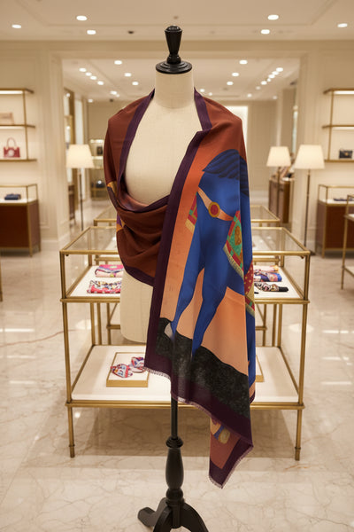 100% Cashmere light weighted Feature Cheval Sur Mon Carre licensed Designed Horse Limited Edition Made In ITALY