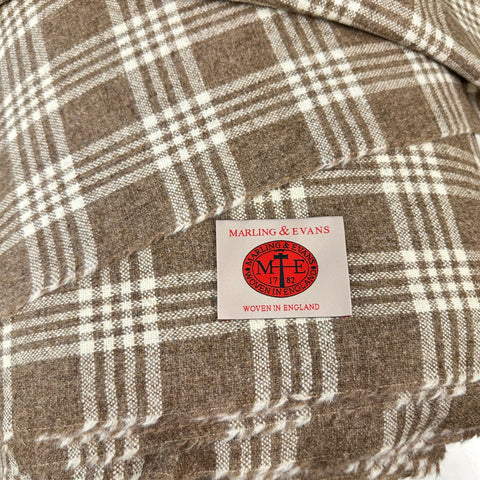 100% Pure British Undyed Wool Badge With Cream Check Made In Huddersfield By Marling & Evans