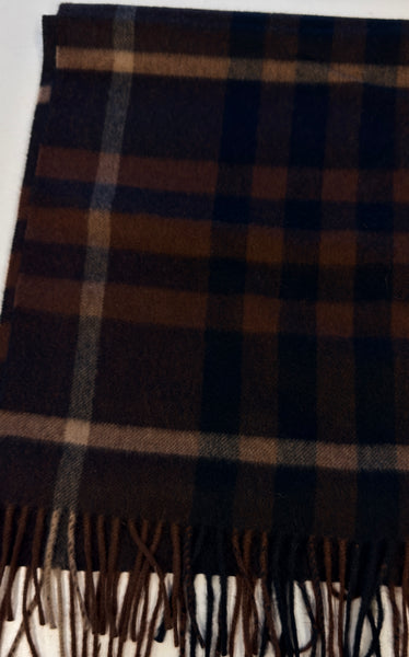 Pure Cashmere Check tartan Design Scarf by Joshua Ellis Made in England