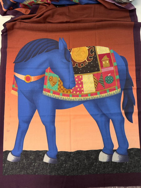 100% Cashmere light weighted Feature Cheval Sur Mon Carre licensed Designed Horse Limited Edition Made In ITALY