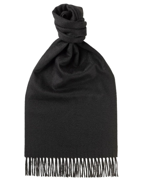 Pure Cashmere Stole Classic Plain Ripple Made in England BLACK