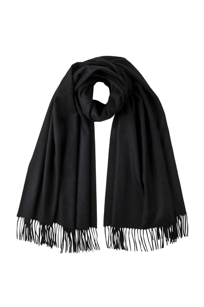 Pure Cashmere Stole Classic Plain Ripple Made in England BLACK