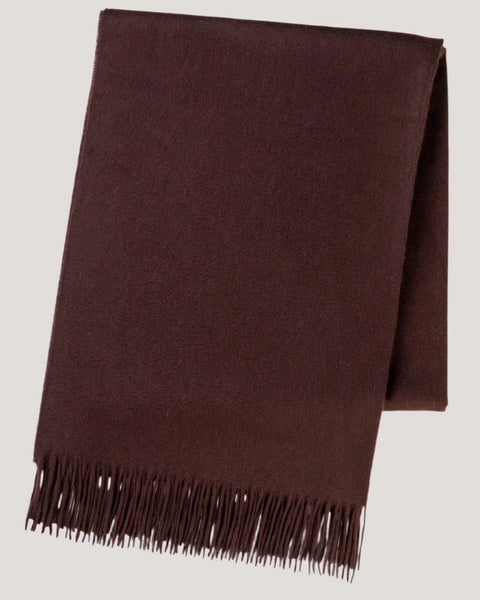 Pure Cashmere Brown Stole Classic Plain Ripple Made in England