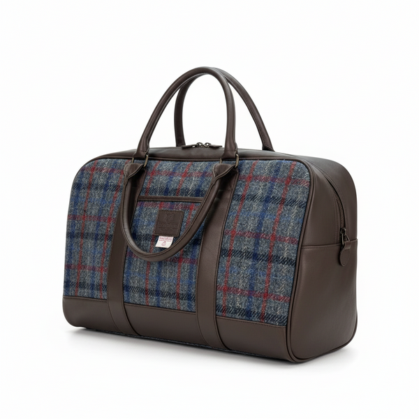 Carloway Harris Tweed Grey Check Travel / Weekend Holdall Bag Brand New