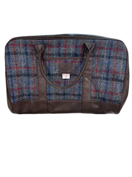 Carloway Harris Tweed Grey Check Travel / Weekend Holdall Bag Brand New