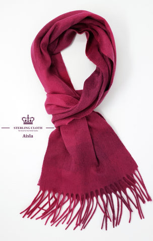 Aisla - Pure Cashmere Scarf, Made in Scotland, Cerise Block Check