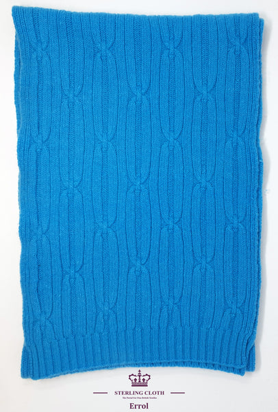 Errol - Pure Cashmere, Turquoise Knitted Stole, Made in Scotland