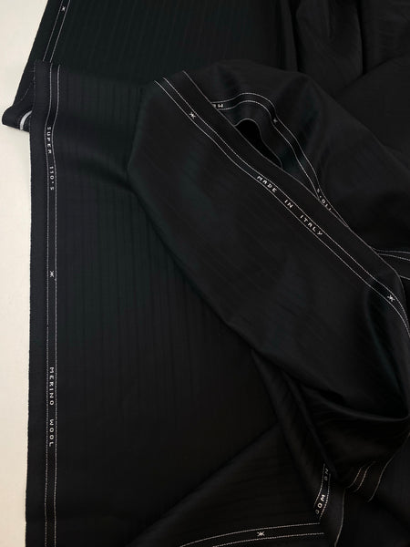 Super 110s Merino Wool Made in Italy by Reda 1865 Black Self Line