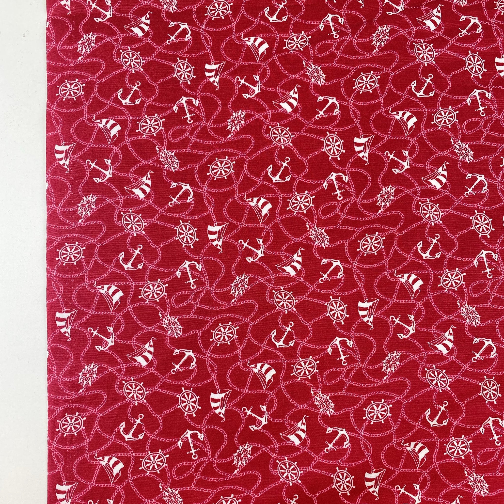 Anchor Ships wheel & Sail White on Red